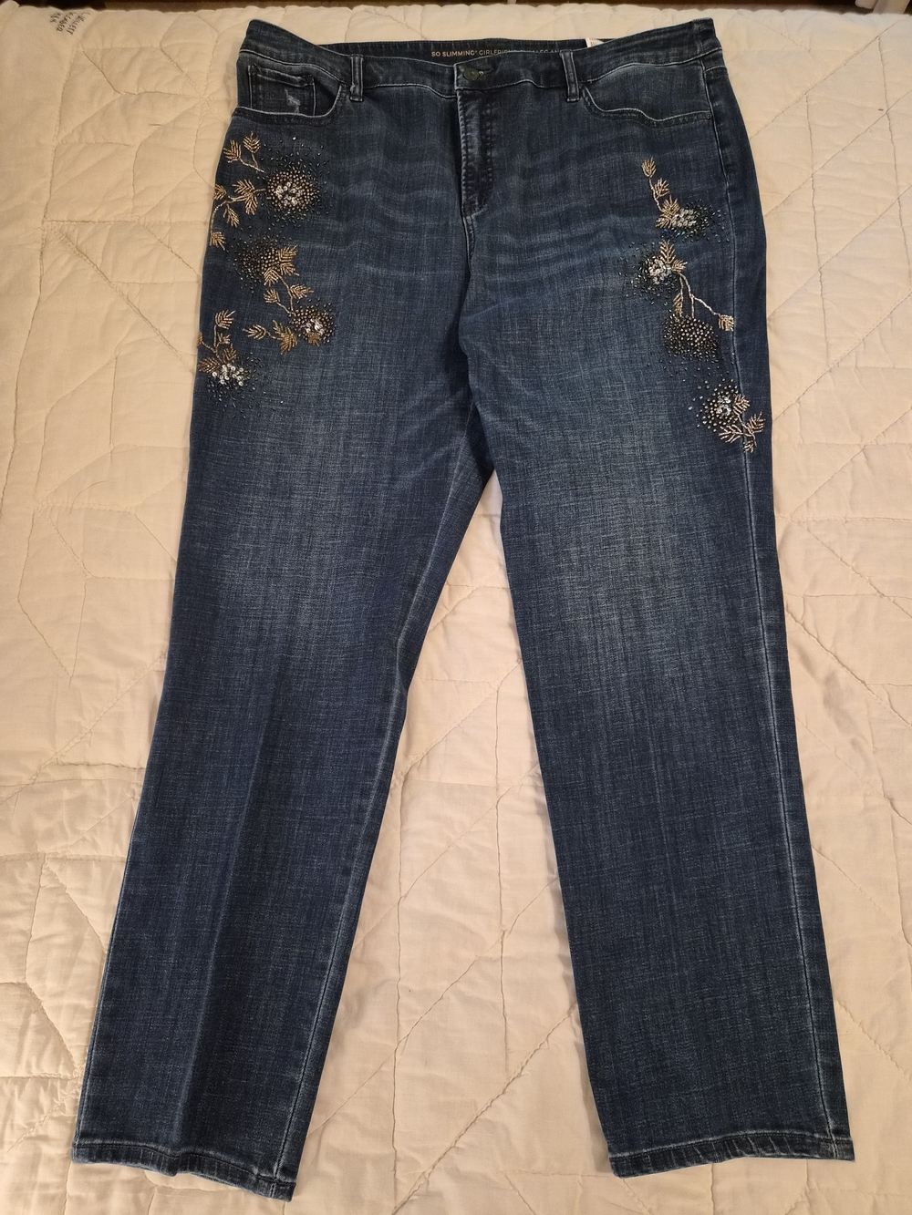 Chico's Beaded Embroidery Girlfriend Slim Leg Ankle Jeans - Size 18T(Chico 3.5T)